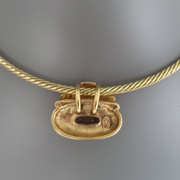 VTG Premier Designs Etched Pendant Gold Tone Collar Choker Slip On Necklace Larg - Picture 4 of 7